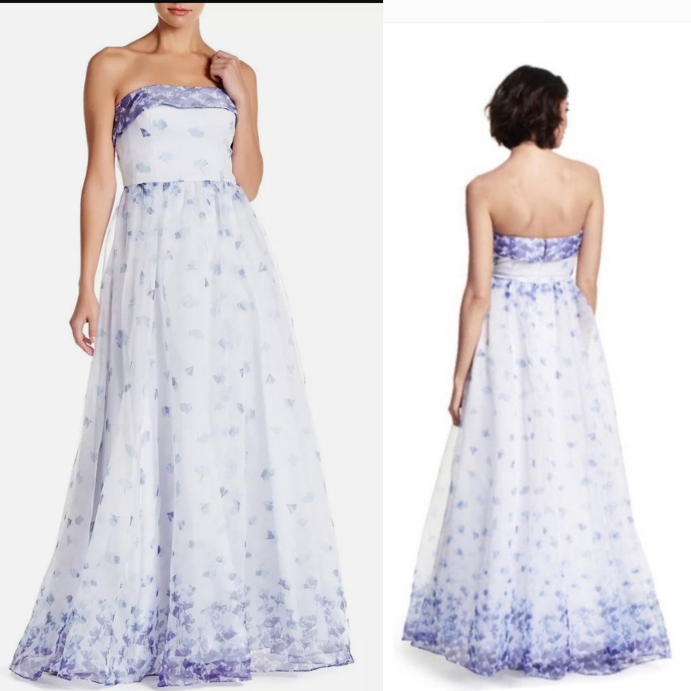 Adrianna Papelle Strapless Floral Gown